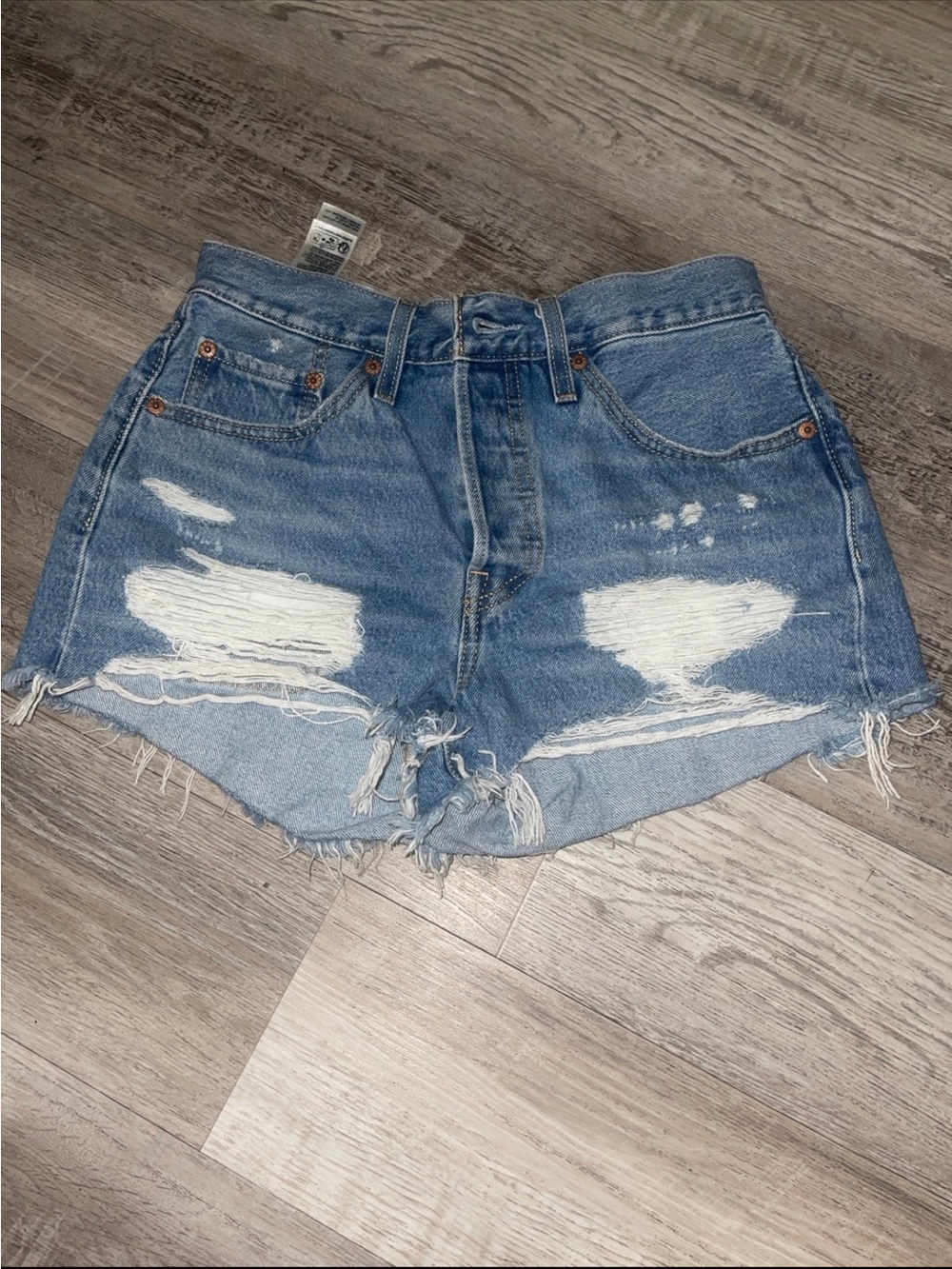 Levi's Distressed Cutoff Denim Shorts - Medium Wash